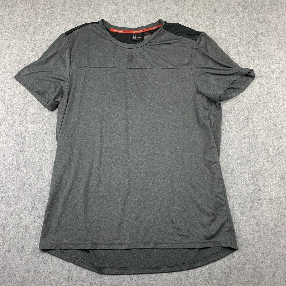 Spyder Active Mens Size XL Performance Tee Shirt Black Short Sleeve Camo Pattern